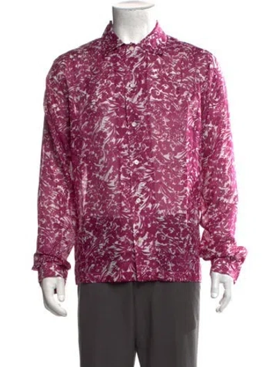 Pre-owned Bode Floral Print Long Sleeve Shirt W/ Tags In Burgundy