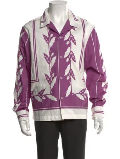 Pre-owned Bode Floral Print Long Sleeve Shirt In White