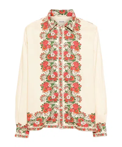 Bode Floral Print Long-sleeved Shirt In White