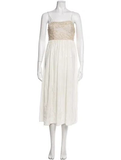 Pre-owned Bode Floral Print Midi Length Dress In Neutral