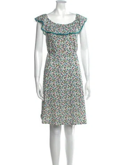 Pre-owned Bode Floral Print Mini Dress In White