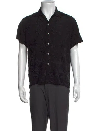 Pre-owned Bode Floral Print Short Sleeve Shirt In Black