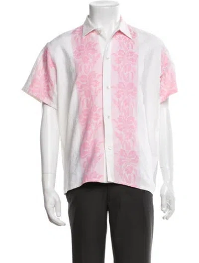 Pre-owned Bode Floral Print Short Sleeve Shirt In Black/pink