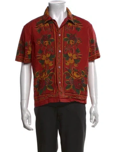 Pre-owned Bode Floral Print Short Sleeve Shirt In Multicolor
