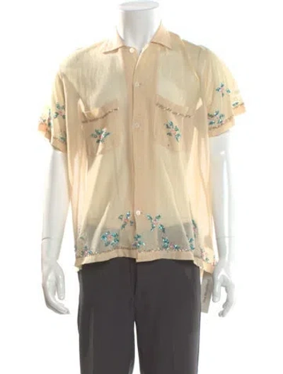 Pre-owned Bode Floral Print Short Sleeve Shirt In Neutral