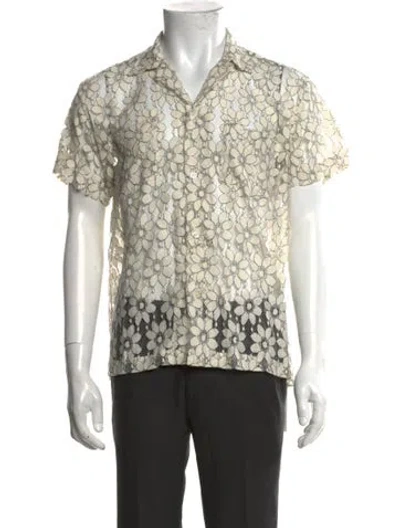 Pre-owned Bode Floral Print Short Sleeve Shirt In Neutral