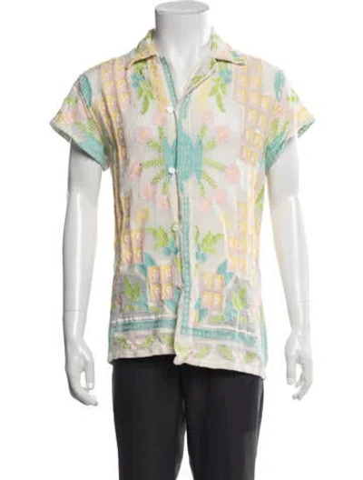 Pre-owned Bode Floral Print Short Sleeve Shirt In Neutral