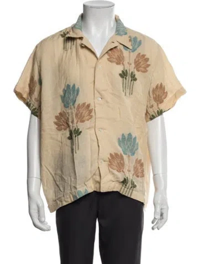 Pre-owned Bode Floral Print Short Sleeve Shirt In Neutrals