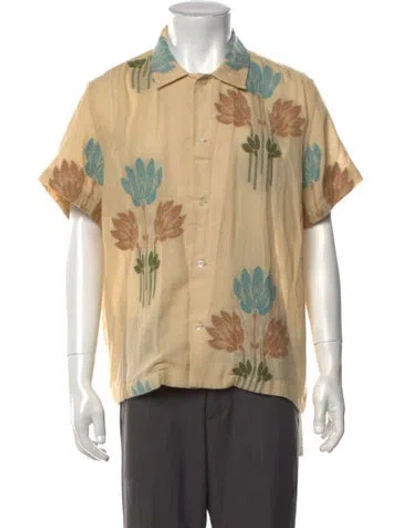 Pre-owned Bode Floral Print Short Sleeve Shirt In Neutrals