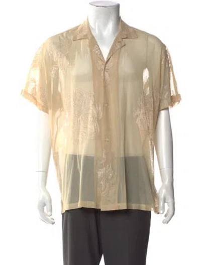 Pre-owned Bode Floral Print Short Sleeve Shirt In Neutrals