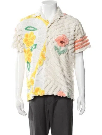 Pre-owned Bode Floral Print Short Sleeve Shirt In Neutrals