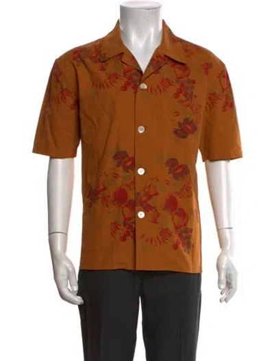 Pre-owned Bode Floral Print Short Sleeve Shirt In Orange