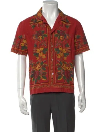 Pre-owned Bode Floral Print Short Sleeve Shirt In Red