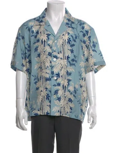 Pre-owned Bode Floral Print Short Sleeve Shirt W/ Tags In Blue