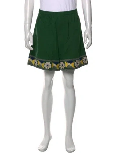 Pre-owned Bode Floral Print Shorts In Green
