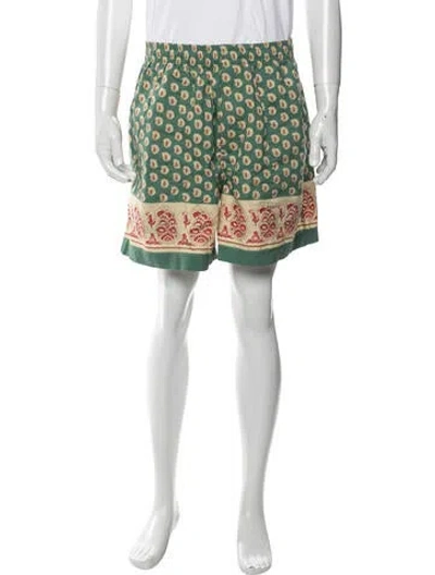 Pre-owned Bode Floral Print Shorts In Green