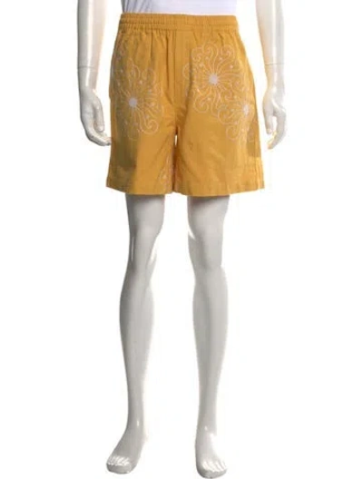 Pre-owned Bode Floral Print Shorts In Yellow