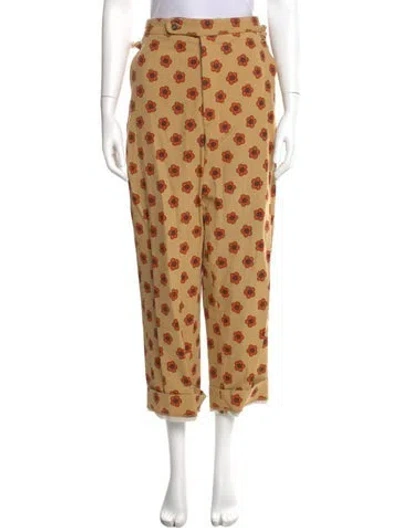 Pre-owned Bode Floral Print Straight Leg Pants In Multi
