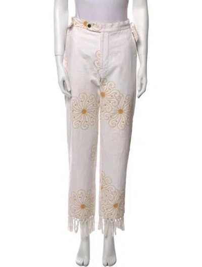 Pre-owned Bode Floral Print Straight Leg Pants In Multi