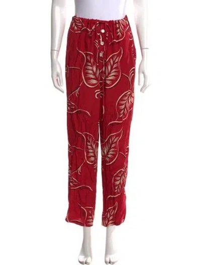 Pre-owned Bode Floral Print Straight Leg Pants In Red