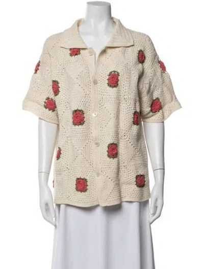 Pre-owned Bode Floral Print Sweater In Neutral