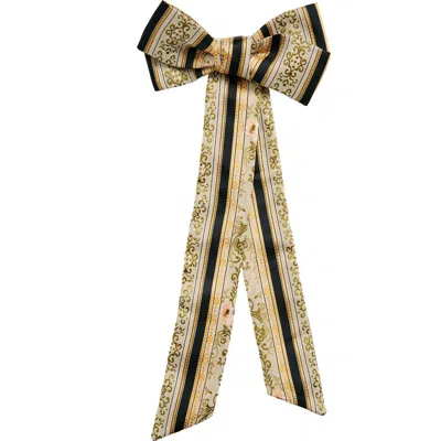 Bode Floret Brocade Bow Barrette In White Multi