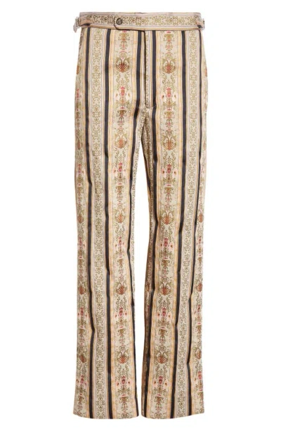 Bode Floret Brocade Trousers In Brown Multi