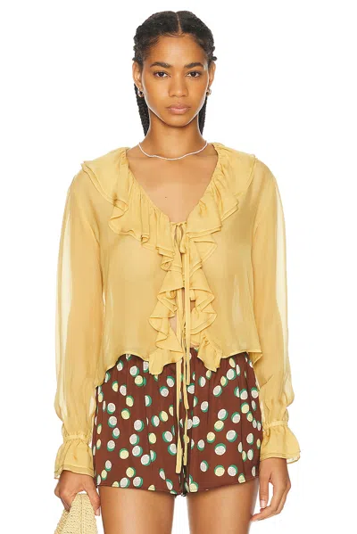 Bode Flounce Blouse In Ocre