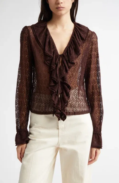 BODE BODE FLOUNCE RUFFLE SEMISHEER LACE TOP