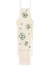 Bode Flower Language Backless Long Fringe Dress In Neutrals