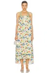 Bode Flower Stamp Dress In White Multi