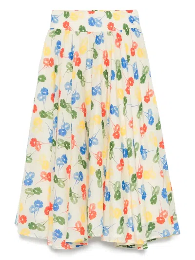 BODE FLOWER STAMP MIDI DRESS
