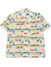 Bode Multicolor Flower Stamp Short Sleeve Shirt In Nude