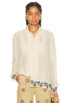 Bode Beige Flowering Liana Shirt In Cream Multi