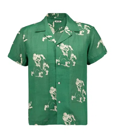 Bode Football Silhouette Shirt - Men's - Linen/flax In Green
