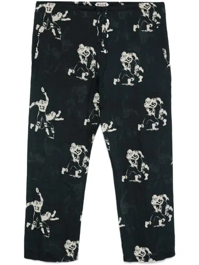 Bode Football-pattern Trousers In Black