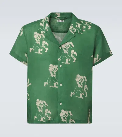 Bode Football Silhouette Shirt - Men's - Linen/flax In Green