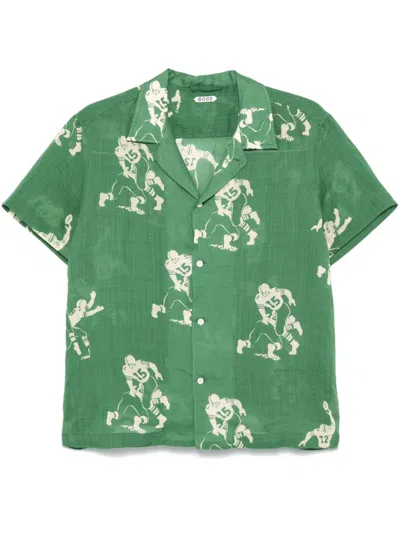Bode Football Silhouette Shirt - Men's - Linen/flax In Green