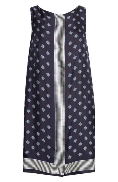 Bode Foyer Diamond Print Silk Minidress In Blue