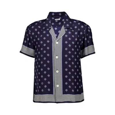 Pre-owned Bode Foyer Diamond Short-sleeve Shirt 'navy Blue' | Men's Size M