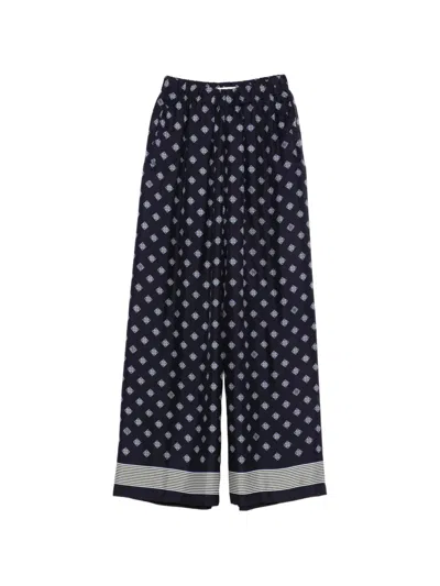 Bode Foyer Diamond-print Palazzo Pants In Blue