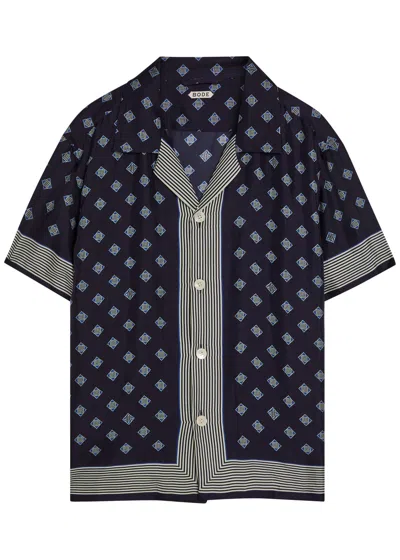 Bode Foyer Printed Silk Shirt In Blue