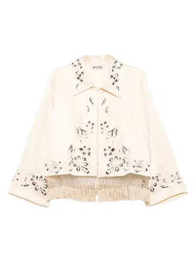 Bode Fringed Floral-detail Jacket In Neutral