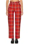 Bode Gable Plaid Trouser In Red