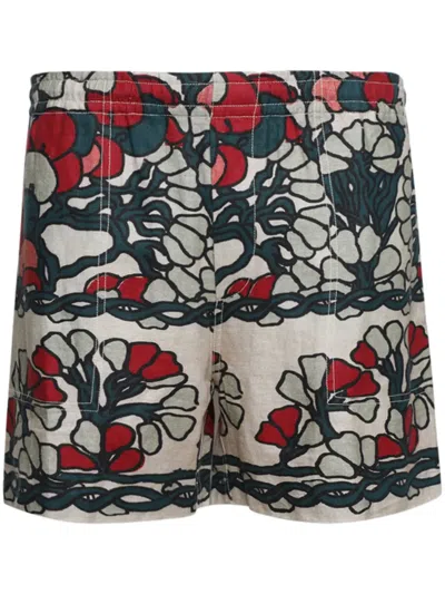 Bode Multicolor Garden Lattice Shorts In Ecru Multi