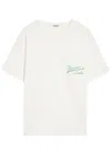 Bode Embroidered Logo Cotton T-shirt With Chest Patch Pocket In White