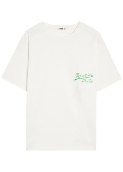 Bode Geneva Beaded Cotton T-shirt In White