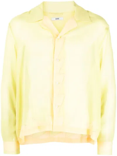 Bode Geometric-panneled Silk Shirt In Yellow