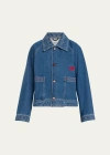Bode Blue Embroidered Denim Jacket In Indigo