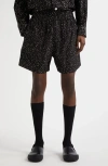 Bode Giltter Dot Faille Shorts In Black Silver